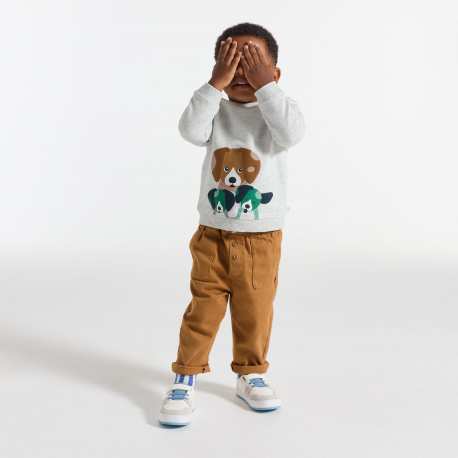 Obaibi Φούτερ από χνουδωτό ύφασμα σκύλος γκρι για μωρά αγοράκια