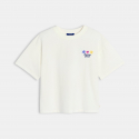 Okaidi T-shirt blanc manches courtes a motif Fille