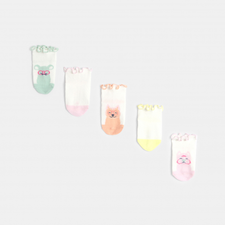 Obaibi Καλτσάκια κοντά, με ιδιαίτερο σχέδιο, πολύχρωμα για μωρά  κοριτσάκια (σετ των 5)