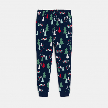 Okaidi Πιτζάμα 2 τεμαχίων από χοντρό φλις έλατα σε ναυτικό μπλε για αγόρια