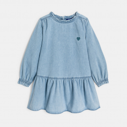 Okaidi Φόρεμα κοντό από τζιν ελαφρύ με κέντημα καρδιές για κορίτσια