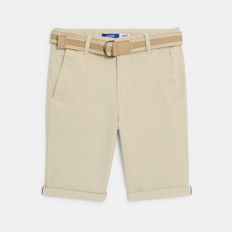 Okaidi Βερμούδα chino μονόχρωμη με ζώνη για αγόρια