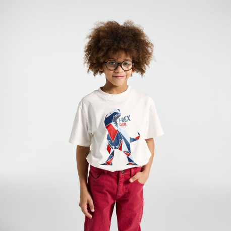Okaidi T-shirt dinosaure blanc garcon