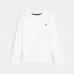 Okaidi Μπλούζα μακρυμάνικη, μονόχρωμη, λευκή για αγόρια