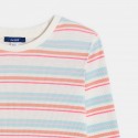 Okaidi T-shirt manches longues cotele raye rose fille