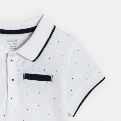 Obaibi Polo en maille a pois blanc bebe garcon