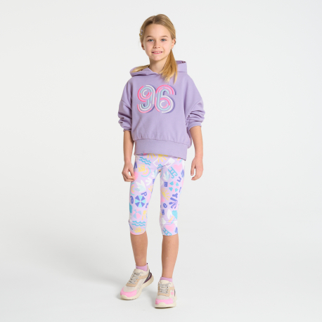 Okaidi Sweat a capuche brode mauve fille