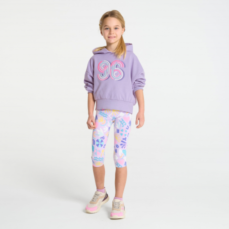 Okaidi Sweat a capuche brode mauve fille