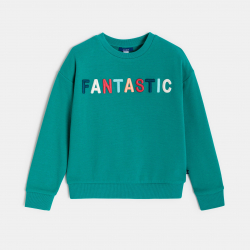 Okaidi Sweat vert a message brode Garcon