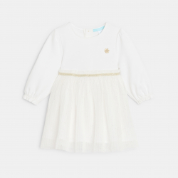 Obaibi Robe chic bi-matiere blanche bebe fille