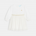 Obaibi Robe chic bi-matiere blanche bebe fille