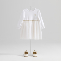 Obaibi Robe chic bi-matiere blanche bebe fille