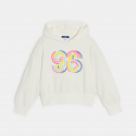 Okaidi Sweat a capuche brode blanc fille