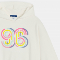 Okaidi Sweat a capuche brode blanc fille