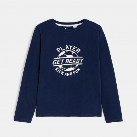 Okaidi Μπλούζα μακρυμάνικη με μήνυμα σε ναυτικό μπλε για αγόρια