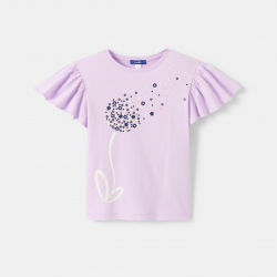 Okaidi T-shirt violet a volant motif fleuri