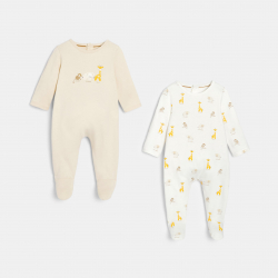 Obaibi Φορμάκι ύπνου από μακό με μοτίφ ζωάκια, λευκό για μωρά αγοράκια (σετ των 2)