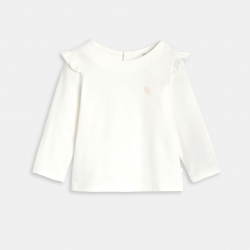 Obaibi Μπλούζα μακρυμάνικη με βολάν, λευκή, για μωρά κοριτσάκια