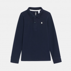 Okaidi Μπλούζα πόλο μακρυμάνικη, από βαμβακερό πικέ ύφασμα, μπλε για αγόρια