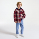 Okaidi Πουκάμισο μπουφάν καρό με κουκούλα κόκκινο για αγόρια
