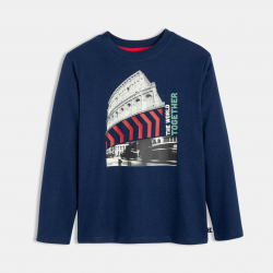 Okaidi Μπλούζα μακρυμάνικη με εμπριμέ σχέδιο πόλης, μπλε για αγόρια