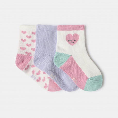 Obaibi Lot de chaussettes roses imprimees fille