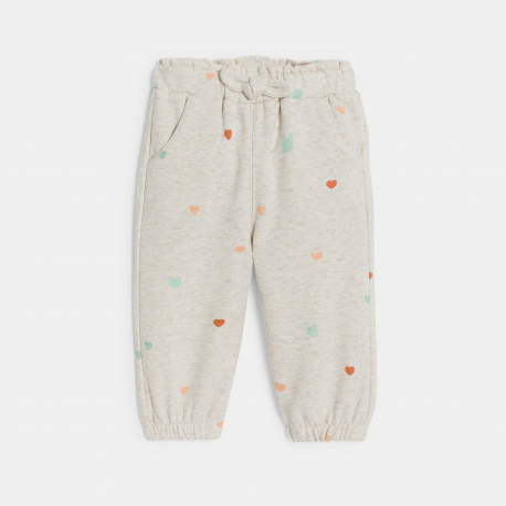 Obaibi Παντελόνι για κορίτσια μπεζ με μοτίφ καρδιά