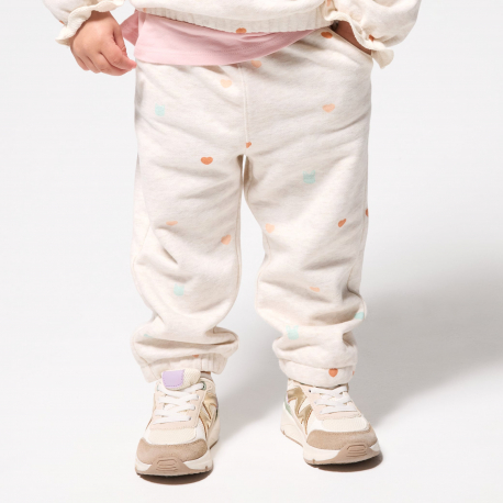 Obaibi Παντελόνι για κορίτσια μπεζ με μοτίφ καρδιά