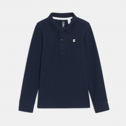 Okaidi Μπλούζα πόλο μακρυμάνικη, από βαμβακερό πικέ ύφασμα, μπλε για αγόρια