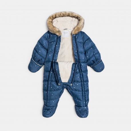 Obaibi Βρεφική φόρμα εξόδου μπλε με γούνα