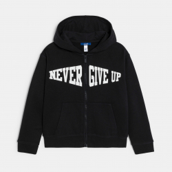 Okaidi Φούτερ με κουκούλα και μήνυμα μαύρο για αγόρια