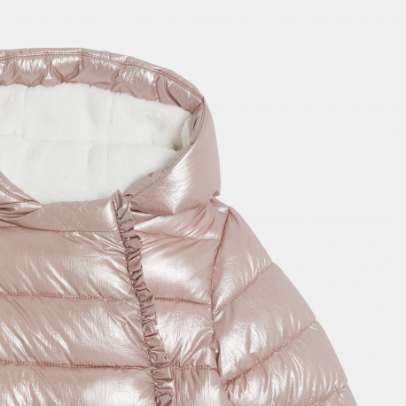 Obaibi Μπουφάν καπιτονέ, με επένδυση και κουκούλα, ιριδίζον, ροζ για μωρά κοριτσάκια