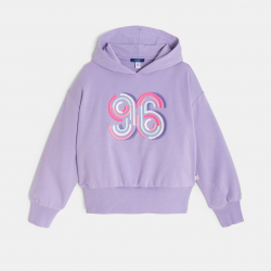 Okaidi Sweat a capuche brode mauve fille