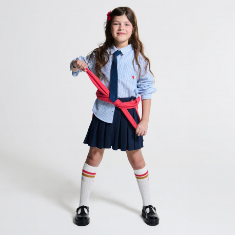 Okaidi Πουκάμισο ριγέ με μοτίφ κεντημένη καρδιά μπλε για κορίτσια