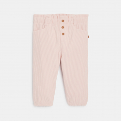 Obaibi Παντελόνι από βελούδο κοτλέ με ελαστική μέση ροζ για μωρά κοριτσάκια