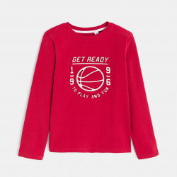 Okaidi Μπλούζα μακρυμάνικη με μήνυμα κόκκινη για αγόρια