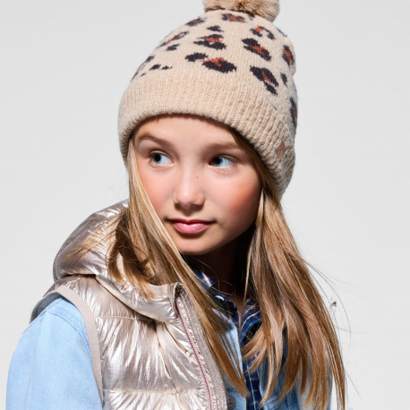 Okaidi Σύνολο σκουφάκι + λαιμός πλεκτά λεοπάρ για κορίτσια