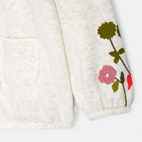 Obaibi Φούτερ με φερμουάρ από χνουδωτό ύφασμα φλοράλ μπεζ για μωρά κοριτσάκια