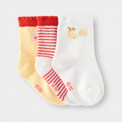Obaibi Chaussettes fantaisie orange bebe fille (lot de 3)