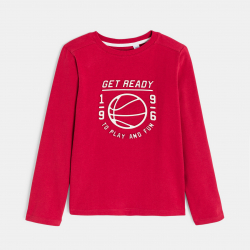 Okaidi Μπλούζα μακρυμάνικη με μήνυμα κόκκινη για αγόρια