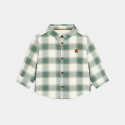 Obaibi Πουκάμισο μπουφάν με επένδυση φλις, καρό πράσινο για μωρά αγοράκια