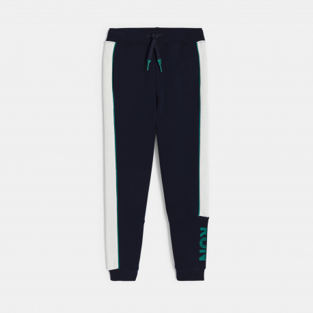 Okaidi Παντελόνι φόρμας με λωρίδες στο πλάι από χνουδωτό ύφασμα γκρι για αγόρια