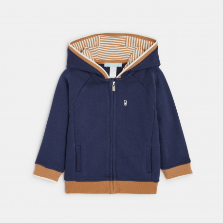 Okaidi Φούτερ από χνουδωτό ύφασμα με φερμουάρ και κουκούλα, μπλε, για μωρά αγοράκια