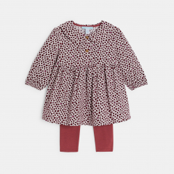 Obaibi Φόρεμα με τυπωμένα λεοπάρ σχέδιο και μπορντό κολάν για μωρά κοριτσάκια