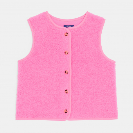 Okaidi Ζακέτα αμάνικη ροζ από χοντρό φλις για κορίτσια