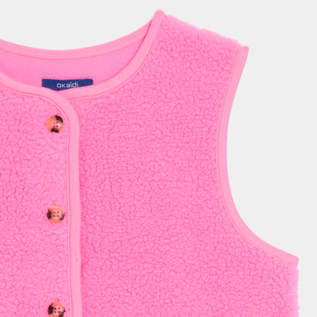 Okaidi Ζακέτα αμάνικη ροζ από χοντρό φλις για κορίτσια