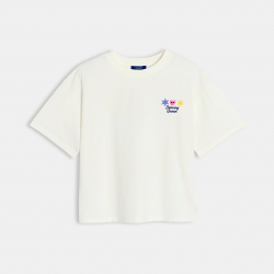 Okaidi T-shirt blanc manches courtes a motif Fille