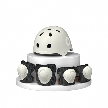 Σετ ασφαλείας Lecoco® με κράνος, επιγωνατίδες και περιαγκωνίδες Λευκό