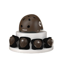 Σετ ασφαλείας Lecoco® με κράνος, επιγωνατίδες και περιαγκωνίδες Καφέ