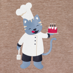 Obaibi Μπλούζα μακρυμάνικη με μοτίφ ζώα καφέ για μωρά αγοράκια